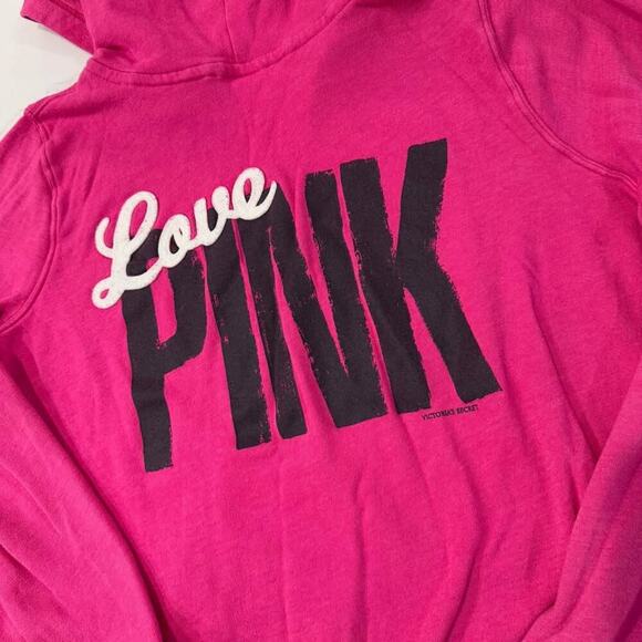 Vintage Victoria's Secret Love PINK Pullover Hoodie Dog Logo Pink Women's Medium - Picture 6 of 7